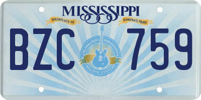 MS license plate BZC759