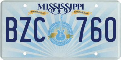 MS license plate BZC760