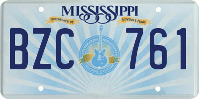 MS license plate BZC761