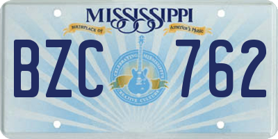 MS license plate BZC762