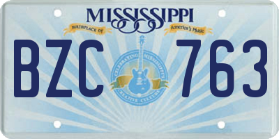 MS license plate BZC763