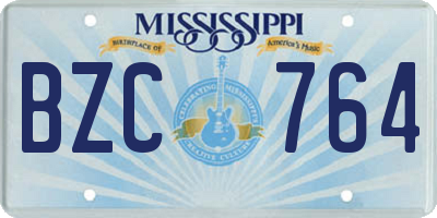MS license plate BZC764
