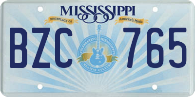 MS license plate BZC765