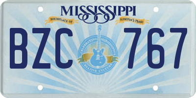 MS license plate BZC767