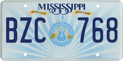 MS license plate BZC768