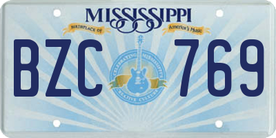 MS license plate BZC769