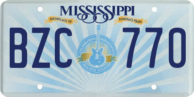 MS license plate BZC770