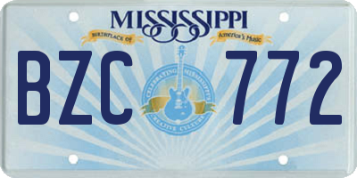 MS license plate BZC772