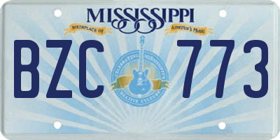 MS license plate BZC773