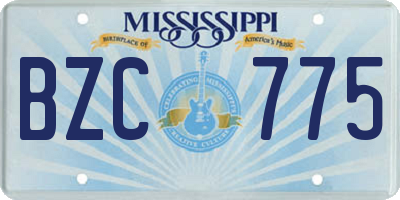 MS license plate BZC775