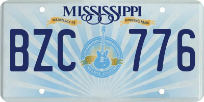 MS license plate BZC776