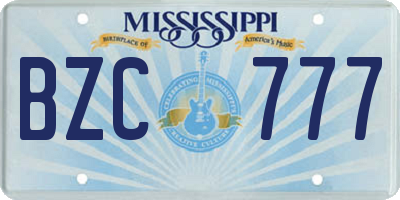 MS license plate BZC777