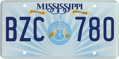 MS license plate BZC780