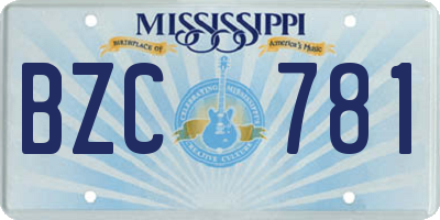 MS license plate BZC781