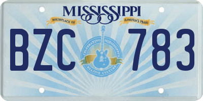 MS license plate BZC783