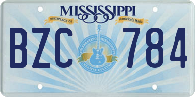 MS license plate BZC784