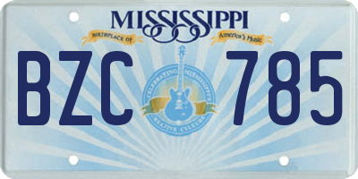 MS license plate BZC785