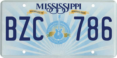 MS license plate BZC786