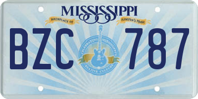MS license plate BZC787