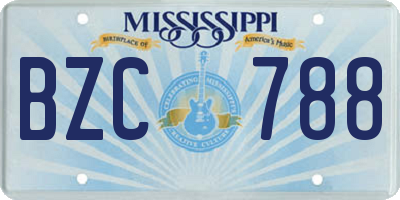 MS license plate BZC788