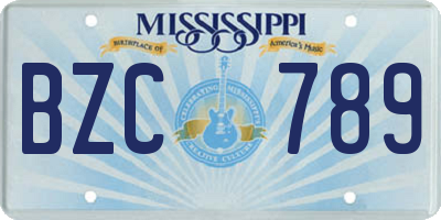 MS license plate BZC789