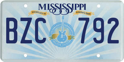 MS license plate BZC792
