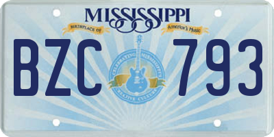 MS license plate BZC793