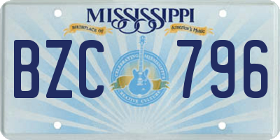 MS license plate BZC796