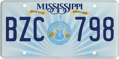 MS license plate BZC798