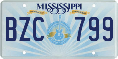 MS license plate BZC799