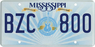 MS license plate BZC800