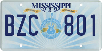 MS license plate BZC801