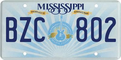 MS license plate BZC802