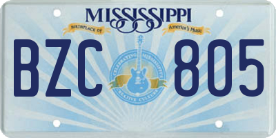 MS license plate BZC805