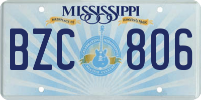 MS license plate BZC806