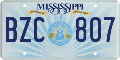 MS license plate BZC807