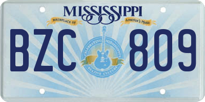 MS license plate BZC809