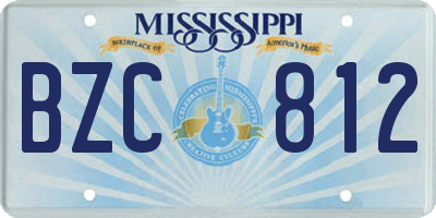 MS license plate BZC812