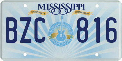 MS license plate BZC816