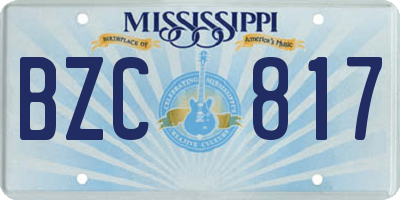 MS license plate BZC817
