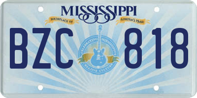 MS license plate BZC818