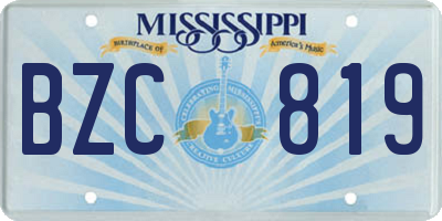 MS license plate BZC819