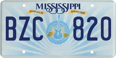 MS license plate BZC820