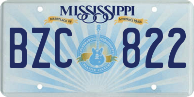 MS license plate BZC822