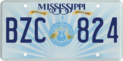 MS license plate BZC824