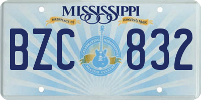 MS license plate BZC832