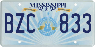 MS license plate BZC833