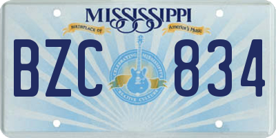 MS license plate BZC834