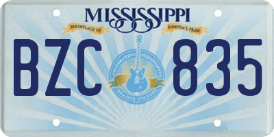 MS license plate BZC835