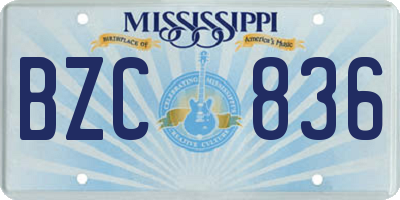 MS license plate BZC836